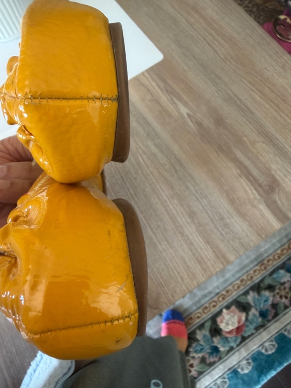 Tory Burch Mustard Yellow Logo Round-Toe Ballet Flats - Picture 10 of 10